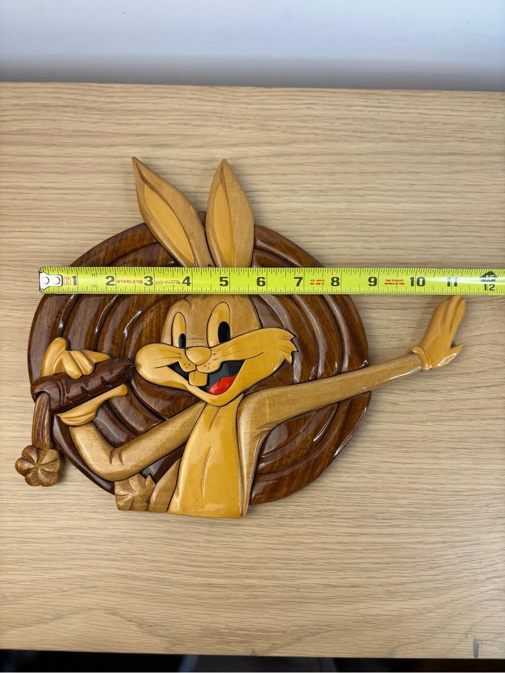 Rare Vintage Wood Marquetry Bugs Bunny Wall Plaque